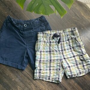 Gymboree Plaid Cargo Shorts and Navy Canvas Shorts, 18 months